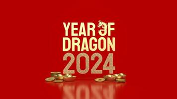 The gold Year of  Dragon for holiday or celebration concept 3d rendering photo