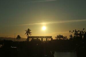 Golden clouds in the evening day with sunsets photo