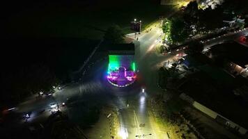 Aerial view of Monument De Center Point Bone Bolango, Gorontalo at night photo