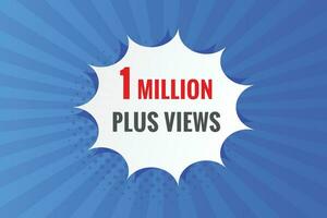 1 Million plus views text web button. 1 Million plus views banner label vector