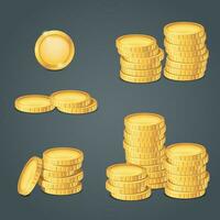 set of gold coins vector