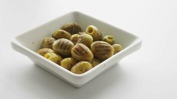 Turkish Grilled olives in a bowl video