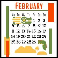 cuadrado calendario página para febrero 2024 con un verde geométrico continuar. aislado en un blanco antecedentes. el símbolo de el año de el continuar. un continuar en ventisqueros y nieve. vector ilustración. color