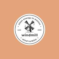 Websimple emblem of windmill logo template, retro farmhouse vintage icon vector design illustration