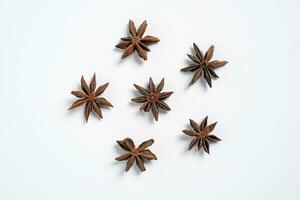 six star anise bunga lawang Illicium verum kembang lawang with white background top view photo