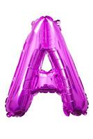 A baloon capital alphabet chrome pink fanta shining with white background photo