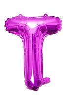 T capital alphabet chrome pink fanta shine baloon with white background photo