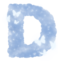 nuage bleu ré alphabet avec papillons et scintille png