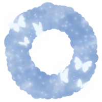 nuage bleu o alphabet avec papillons et scintille png