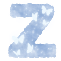 nuage bleu z alphabet avec papillons et scintille png