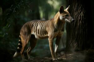 Tasmanian tiger forest. Generate Ai photo