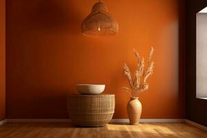 Orange decoration bathroom artwork. Generate Ai photo