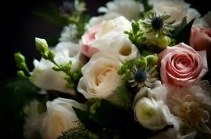 Bridal bouquet closeup elegant. Generate Ai photo
