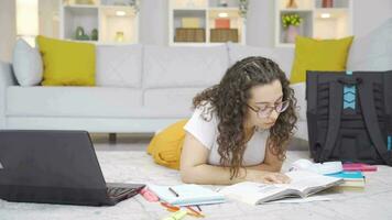 Female student bored with studying. video