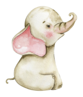 aquarelle main tiré mignonne petit bébé l'éléphant. png