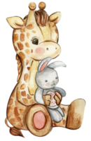 acquerello mano disegnato carino piccolo bambino giraffa. png