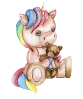 aquarelle main tiré mignonne petit bébé Licorne. png