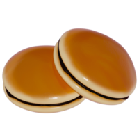 Japanese dessert Colorful Dorayaki, 3d rendering on a transparent background png