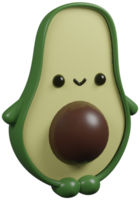 3d ilustración hacer verde personaje Fruta aguacate chico en transparente antecedentes png