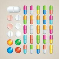 pills set finish vector