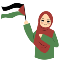 Girl waving palestine flag png