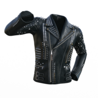 negro cuero chaqueta con Picos png