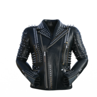 schwarz Leder Jacke mit Spikes png