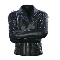 schwarz Leder Jacke mit Spikes png