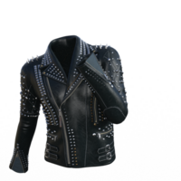 negro cuero chaqueta con Picos png