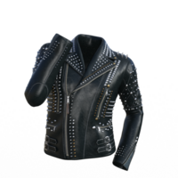 schwarz Leder Jacke mit Spikes png