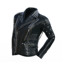 schwarz Leder Jacke mit Spikes png