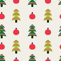 Modern Christmas seamless pattern with pine tree and bauble vector