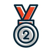 Silver Medal Vector Thick Line Filled Dark Colors