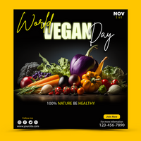 mondo vegano giorno sociale media inviare design psd