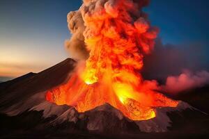 nature disaster volcanic eruption AI Generated photo