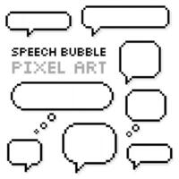 Speech bubble pixel art collection set of empty chat speech or dialogue with shadow on white background vector