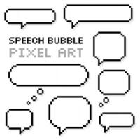 Speech bubble pixel art collection set of empty chat speech or dialogue with shadow on white background vector