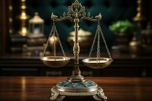 scales of justice symbol of law professional advertising photography AI Generative photo