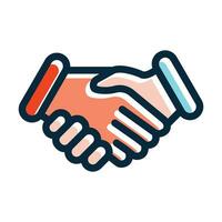 Shake Hand Vector Thick Line Filled Dark Colors