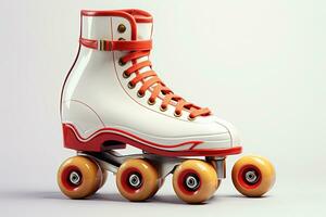 Pair of roller skates illustration on white background. Retro roller skates 90s and 80s disco roller skating Generative AI photo