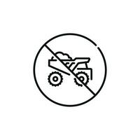 No dumping allowed line icon sign symbol isolated on white background. No dump truck line icon vector