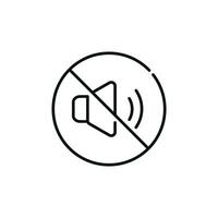 No sound speaker allowed line icon sign symbol isolated on white background. No sound line icon vector