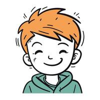 linda pequeño chico con naranja cabello. vector ilustración en garabatear estilo