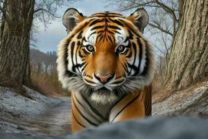 close up Tiger. background. AI Generative Pro Photo