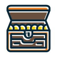 Treasure Chest Vector Thick Line Filled Dark Colors