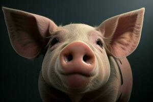 Close up Pig. background. AI Generative Pro Photo