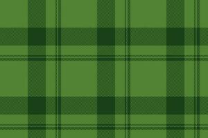 Plaid background, check seamless pattern in green. Vector fabric texture for textile print, wrapping paper, gift card or wallpaper.