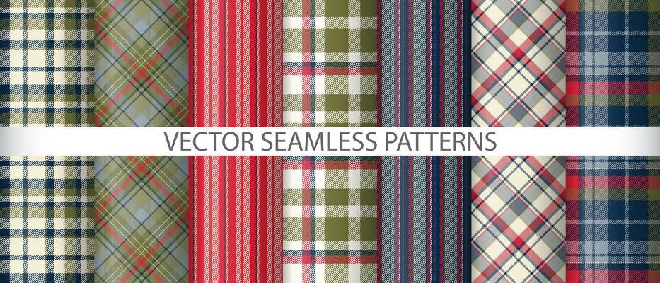 Set seamless tartan texture. Pattern fabric textile. Plaid vector background check.