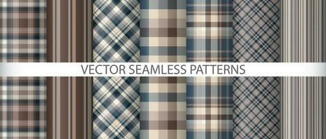 Set seamless pattern vector. Fabric plaid background. Check tartan textile texture. vector