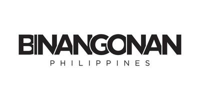 Binangonan in the Philippines emblem. The design features a geometric style, vector illustration with bold typography in a modern font. The graphic slogan lettering.